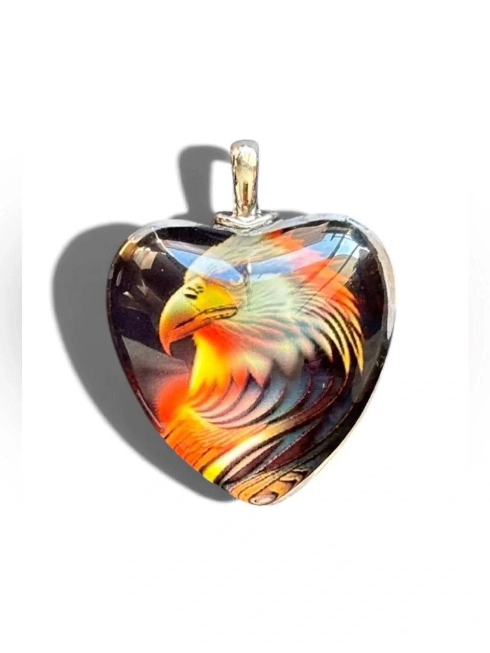 Heart Glass Eagle Pendant | I Love You Today Tomorrow Always Necklace